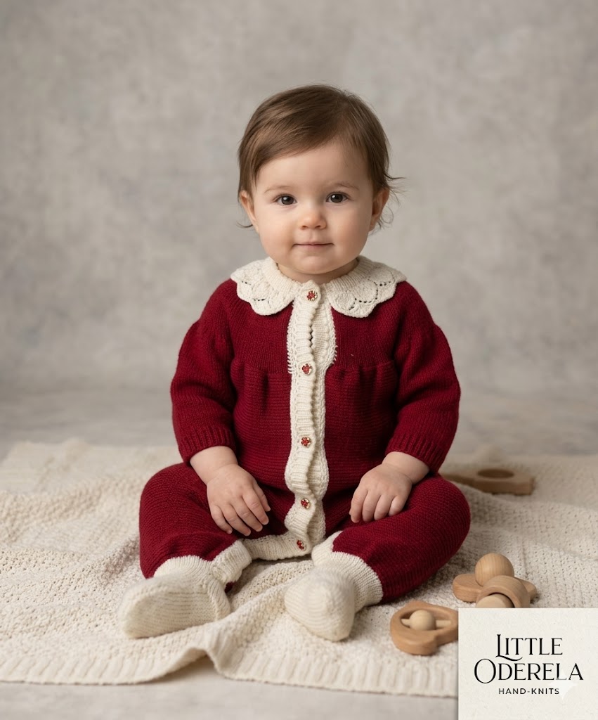 Little Berry Premium Contrasting Knit Cardigan & Trouser Set