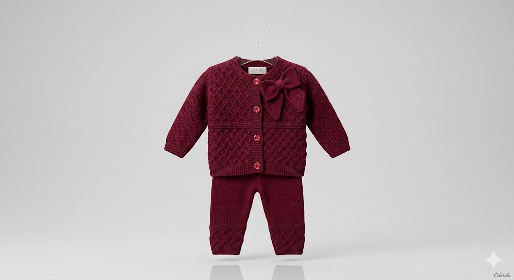 Little Berry Premium Contrasting Knit Cardigan & Trouser Set