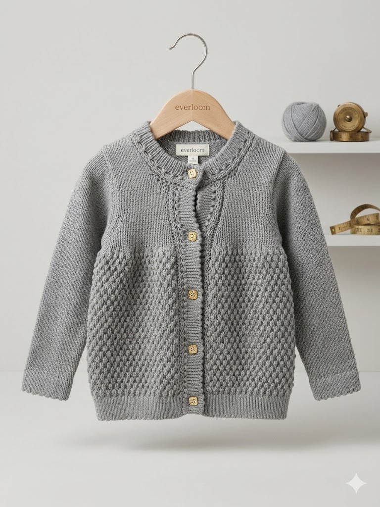 Everloom Classic Heather Grey Popcorn Knit Cardigan