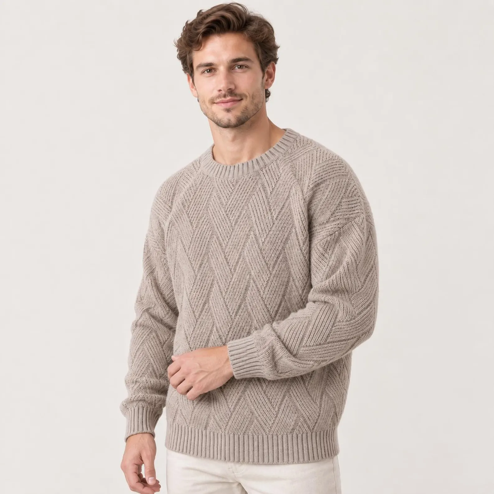 Men's Textured Geometric Knit Sweater
