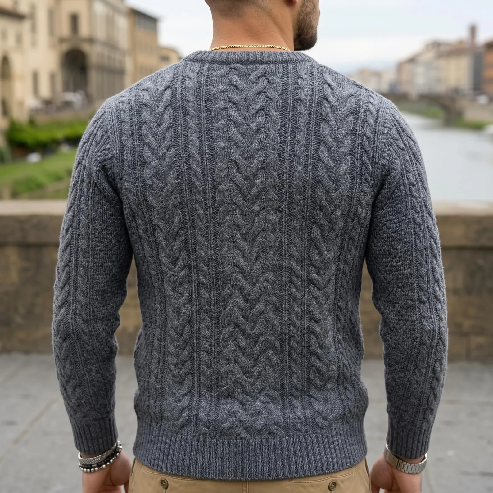 Men's Cable Crewneck Sweater