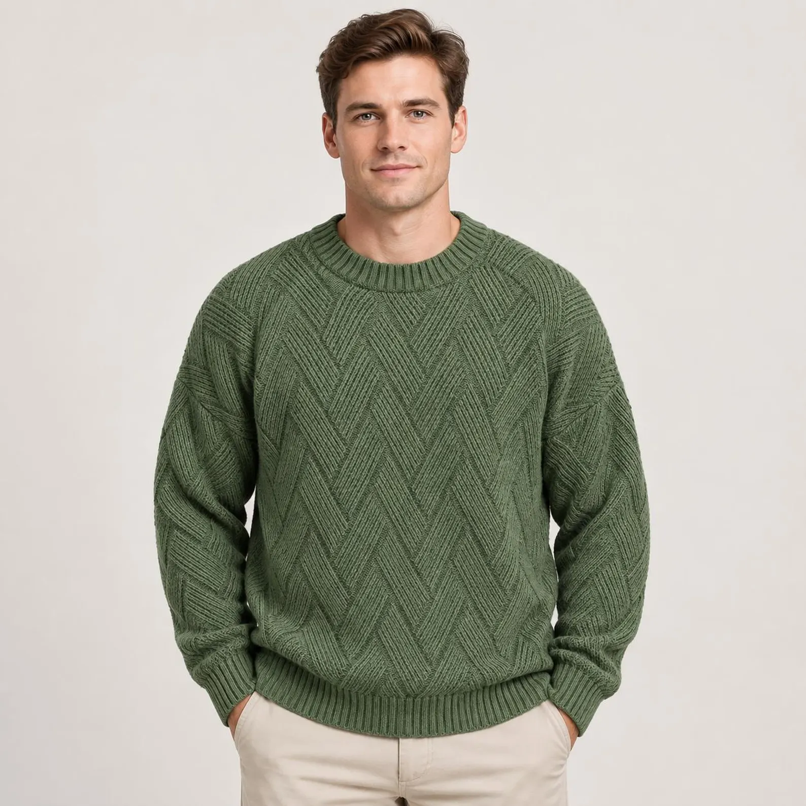 Men's Textured Geometric Knit Sweater