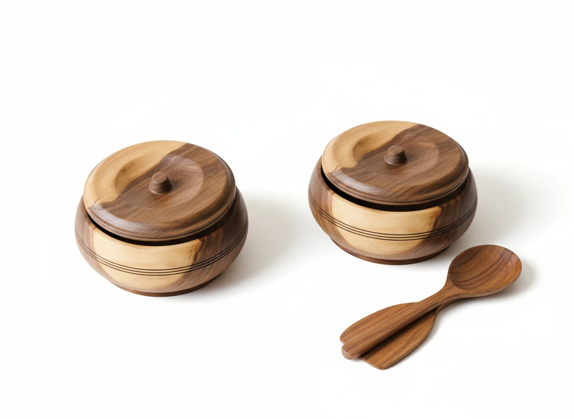 Rustic Elegance Apricot Wood Serving Bowl Set