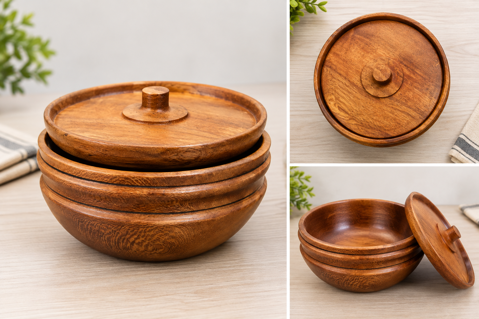 Handcrafted Buyou Wood Bowl with Lid
