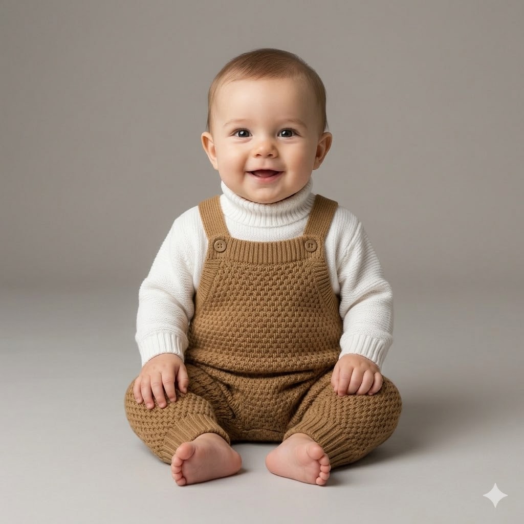 Tiny Trendsetter Premium Knit Overall & Turtleneck Set