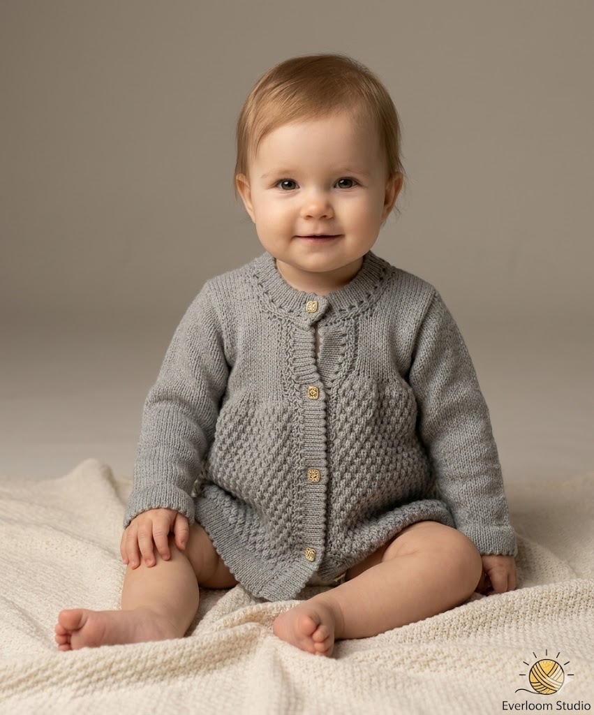Everloom Classic Heather Grey Popcorn Knit Cardigan