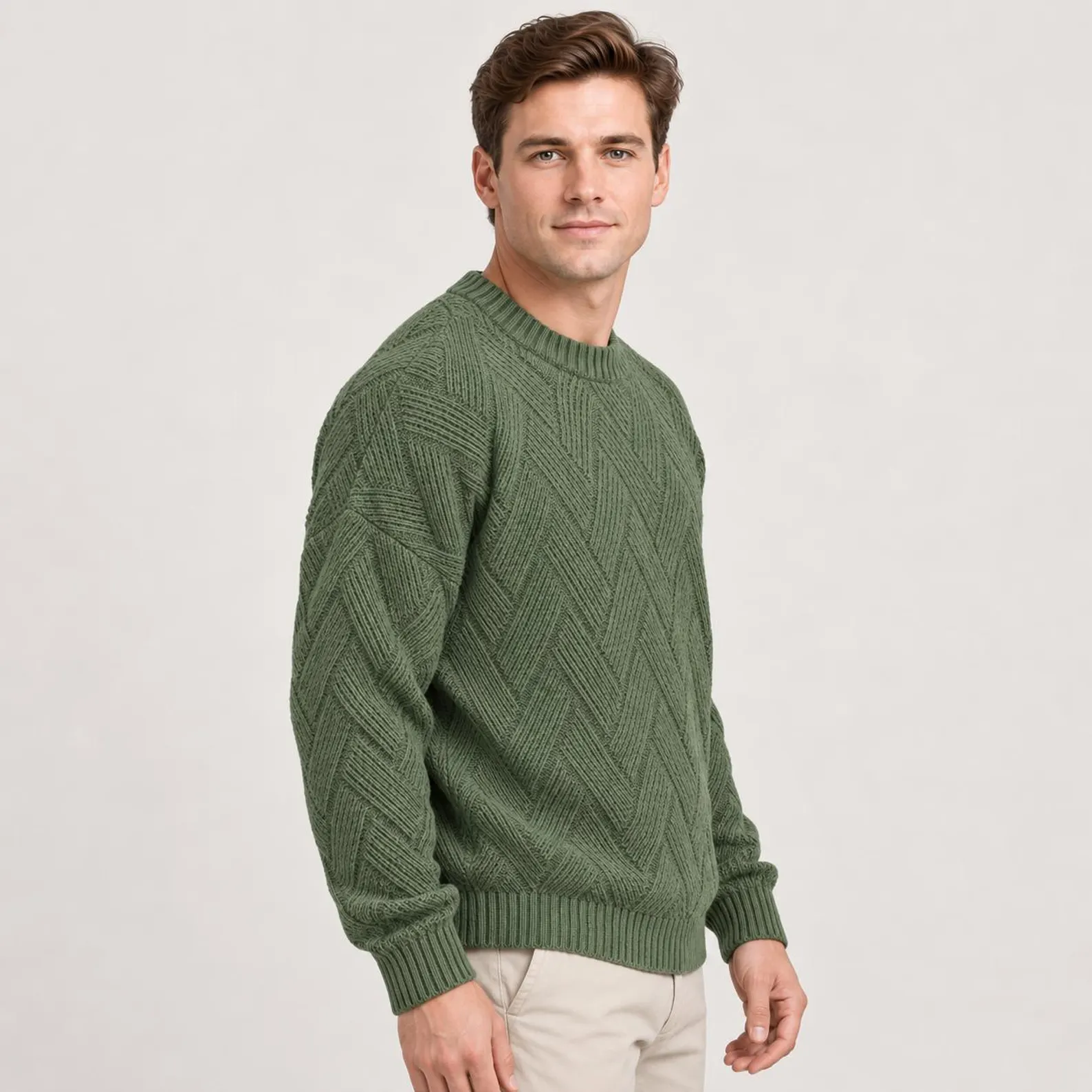 Men's Textured Geometric Knit Sweater